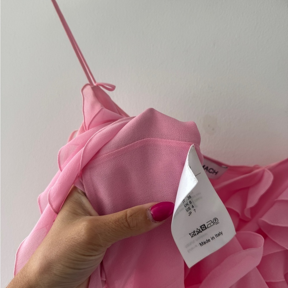MACH & MACH Asymmetrical Ruffle Pink Top 4 - Picture 9 of 9